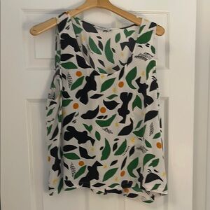 MM LaFleur Washable Silk tank- Multicolor Leaf Print